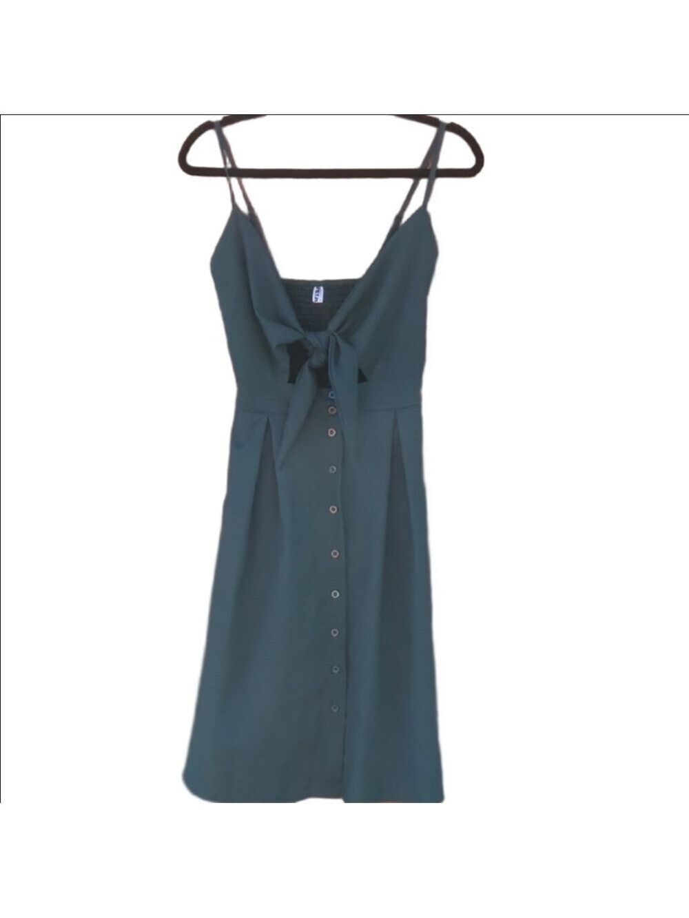 New EcoWish Green  Midi Sundress Tie Front,‎ Medium Size
